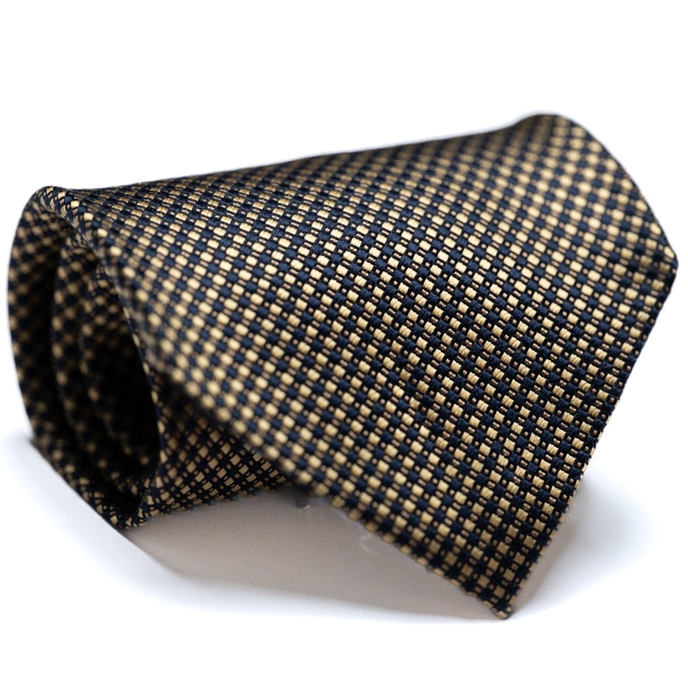 Daniel De‎ Fasson Gold, Navy, Black Woven Silk Necktie, EUC